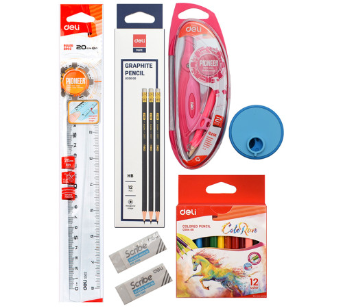 Набор школьных принадлежностей DELI, 6 предметов, европодвес