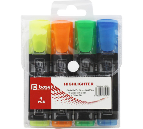 Набор текстовыделителей  BASY "HT801", 4 цвета, 1 - 5 мм