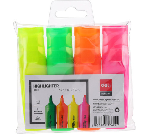 Набор текстовыделителей DELI 1-5 мм, 4 цвета