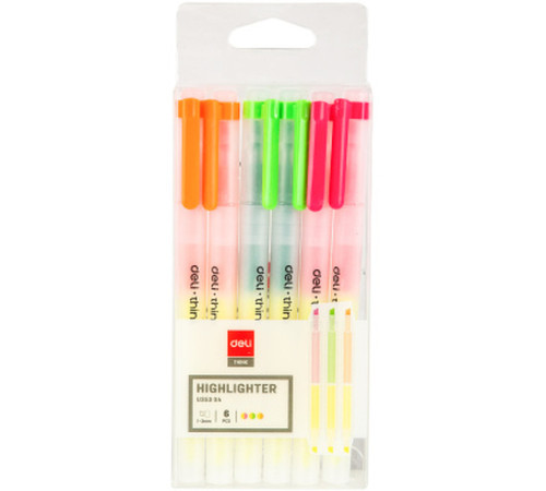 Набор текстовыделителей DELI "Think" 1-3 мм, 4 цвета, 6 штук