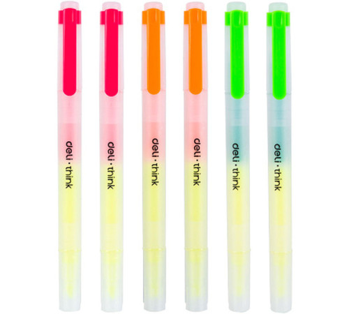Набор текстовыделителей DELI "Think" 1-3 мм, 4 цвета, 6 штук