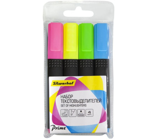 Набор текстовыделителей  Silwerhof Prime+, 4 цвета, 1 - 4 мм