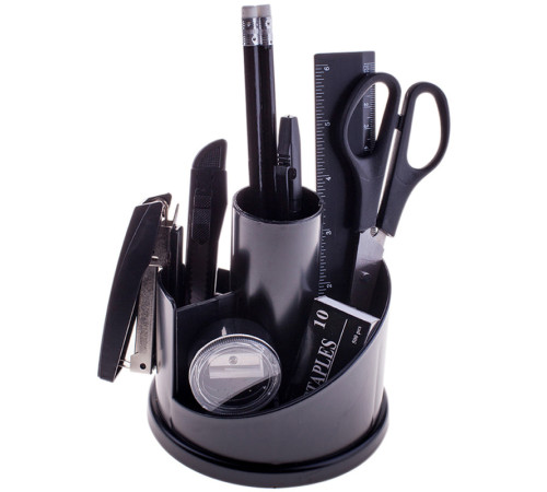 Настольный набор OfficeSpace "Горки", 12 предметов, вращающийся черный