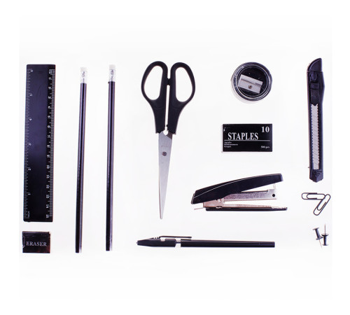 Настольный набор OfficeSpace "Горки", 12 предметов, вращающийся черный