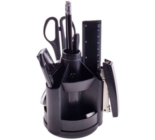 Настольный набор OfficeSpace "Минидеск", 11 предметов, вращающийся черный