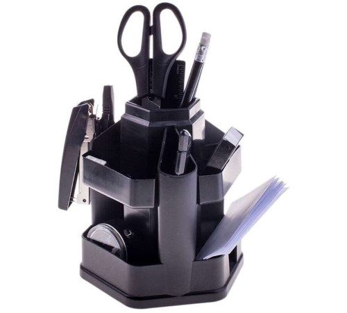 Настольный набор OfficeSpace "Офисный", 13 предметов, вращающийся черный