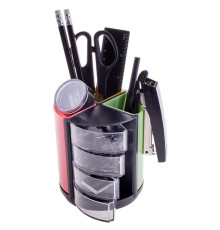 Настольный набор OfficeSpace "Витраж", 11 предметов, вращающийся черный/цветной