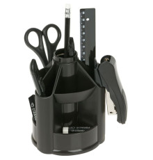 Настольный набор СТАММ "MiniDesk", 13 предметов, вращающийся черный