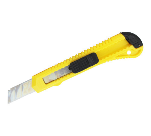 Нож канцелярский 18 мм BASY, с фиксатором, желтый, европодвес