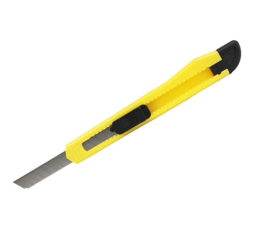 Нож канцелярский 9 мм BASY, с фиксатором, желтый, европодвес