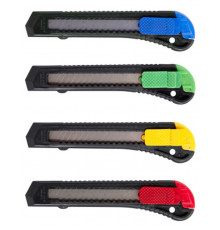 Нож канцелярский BURO 18мм, с фиксаторос, европодвес, ассорти