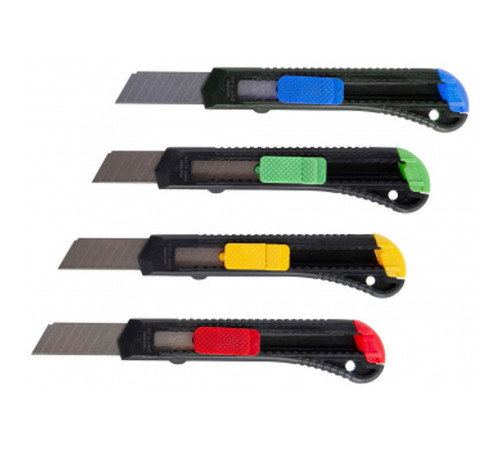 Нож канцелярский BURO 18мм, с фиксаторос, европодвес, ассорти