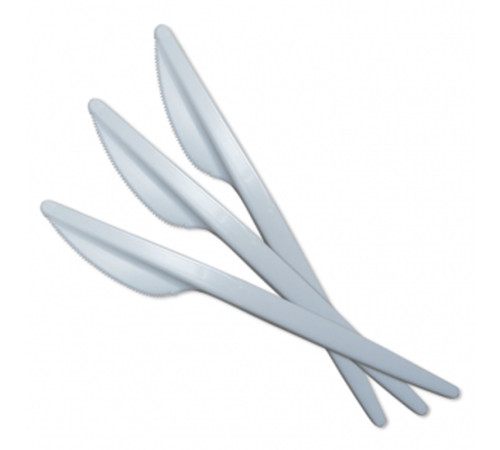 Нож пластиковый, 165 мм одноразовый, 100  штук в упаковке, белый