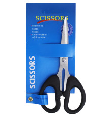Ножницы 140 мм, пластиковые ручки, черные, европодвес
