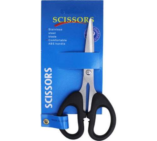 Ножницы 140 мм, пластиковые ручки, черные, европодвес