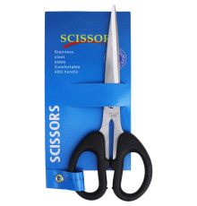 Ножницы 165 мм, пластиковые ручки, черные, европодвес