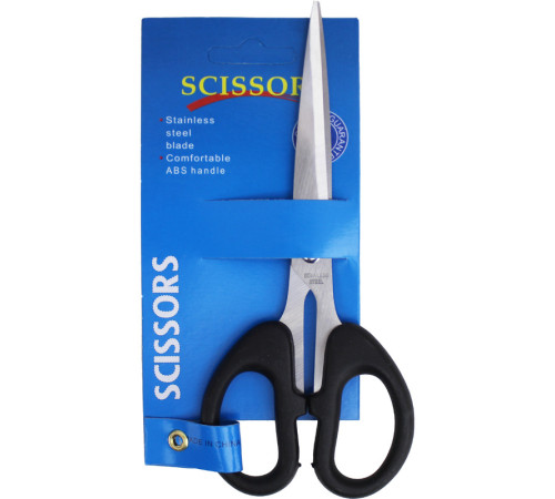 Ножницы 165 мм, пластиковые ручки, черные, европодвес