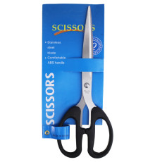 Ножницы 180 мм, пластиковые ручки, черные, европодвес