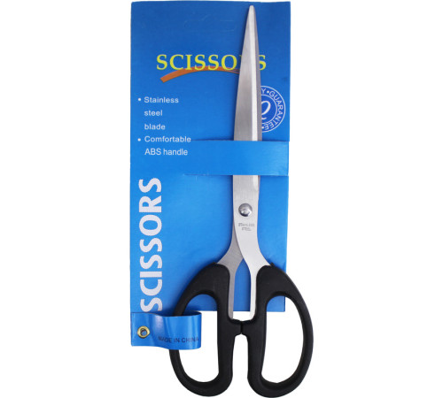 Ножницы 180 мм, пластиковые ручки, черные, европодвес