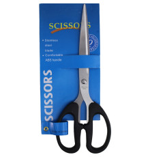 Ножницы 210 мм, пластиковые ручки, черные, европодвес