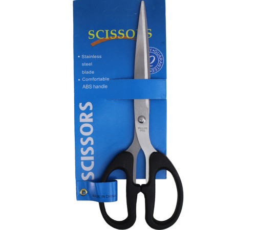 Ножницы 210 мм, пластиковые ручки, черные, европодвес