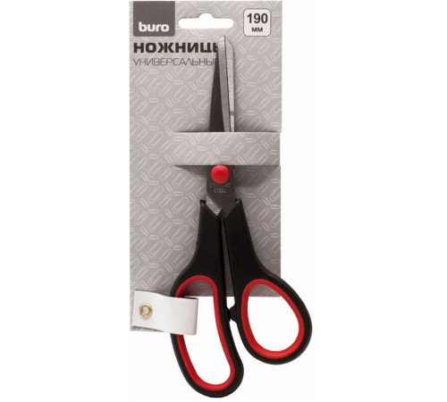 Ножницы BURO Ergo, 190 мм, ручки с резиновой вставкой, черный/красный