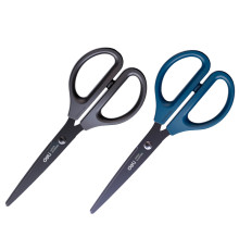 Ножницы DELI, 170 мм, с черным лезвием, пластиковые ручки, цвет ассорти