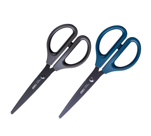 Ножницы DELI, 170 мм, с черным лезвием, пластиковые ручки, цвет ассорти