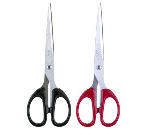 Ножницы DELI 180 мм, пластиковые ручки, цвет ассорти