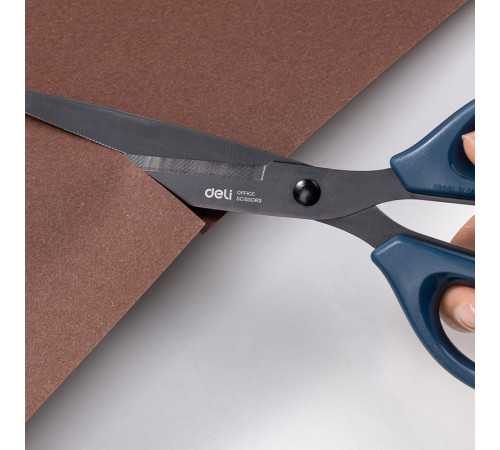 Ножницы DELI, 180 мм, с черным лезвием, пластиковые ручки, цвет ассорти