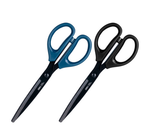 Ножницы DELI, 180 мм, с черным лезвием, пластиковые ручки, цвет ассорти