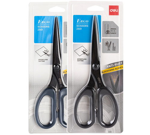 Ножницы DELI "Ergo", 210 мм, нержавеющая сталь, пластиковые ручки, ассорти