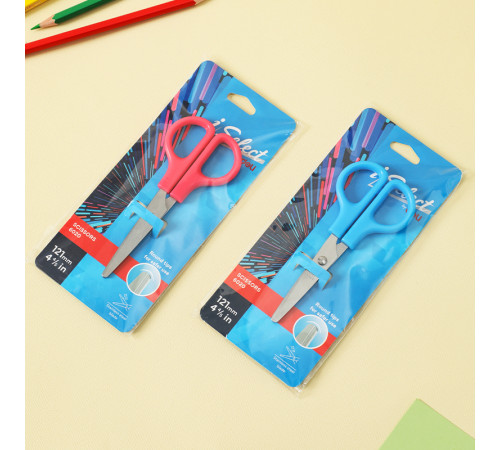 Ножницы DELI "i Select" 121 мм, пластиковые ручки, европодвес, цвет ассорти