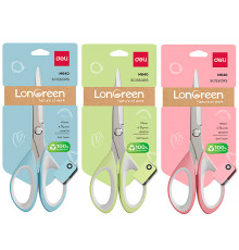 Ножницы DELI "LonGreen", 175 мм, нержавеющая сталь, ассорти