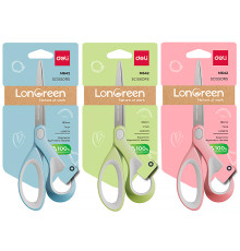 Ножницы DELI "LonGreen", 180 мм, нержавеющая сталь, пластиковые ручки, ассорти