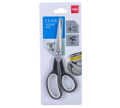 Ножницы DELI "Soft-touch", 195 мм, прорезиненные ручки, ассорти 