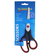 Ножницы "ZE002" 195 мм, ручки с резиновой вставкой, черный/красный