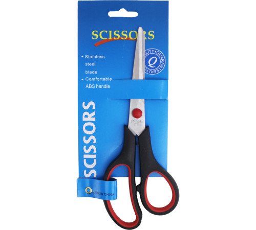 Ножницы "ZE002" 195 мм, ручки с резиновой вставкой, черный/красный