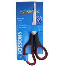 Ножницы "ZE003", 200 мм, ручки с резиновой вставкой, черный/красный