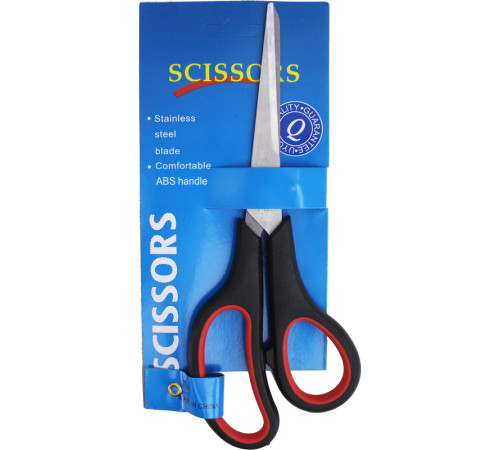 Ножницы "ZE003", 200 мм, ручки с резиновой вставкой, черный/красный