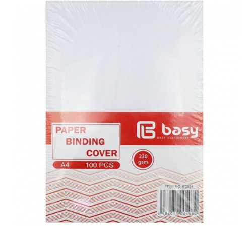 Обложка для переплета BASY "Z0041", А4 картон под кожу, 230 гр, белая