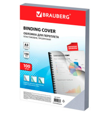 Обложка для переплета BRAUBERG, А3, пластик, 150 мкм, прозрачная