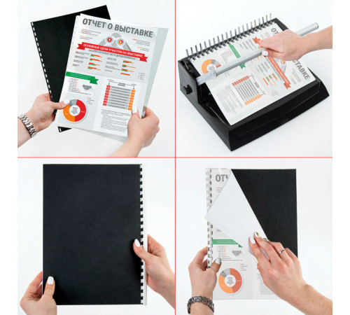 Обложка для переплета BRAUBERG, А4, картон под кожу, 230 гр, черная