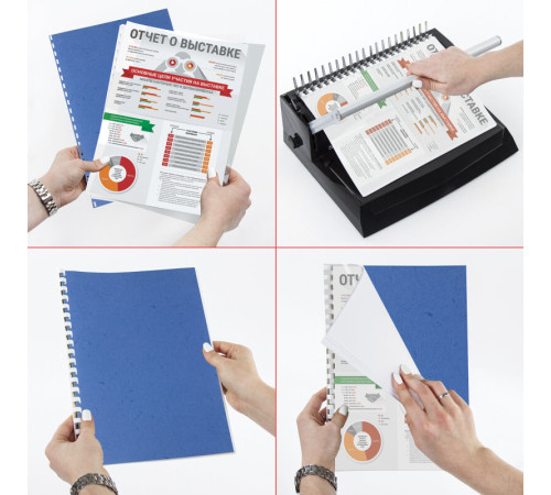 Обложка для переплета BRAUBERG, А4, картон под кожу, 230 гр, синяя