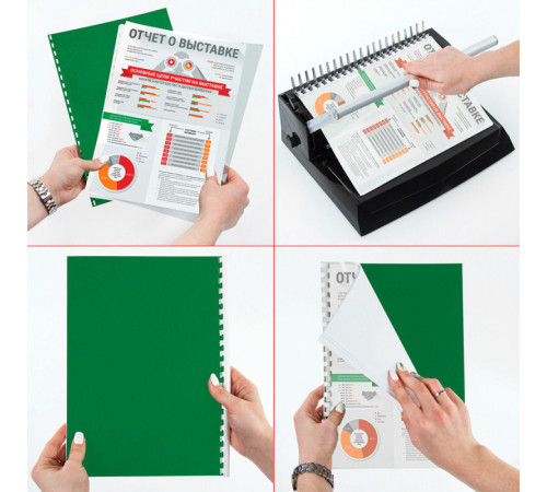 Обложка для переплета BRAUBERG, А4, картон под кожу, 230 гр, зеленая