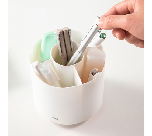 Органайзер DELI 118х118х120 мм, на 5 отделений, вращающийся, белый