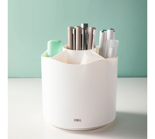 Органайзер DELI 118х118х120 мм, на 5 отделений, вращающийся, белый