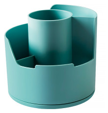 Органайзер DELI 125х125х114 мм, на 4 отделения, вращающийся, синий