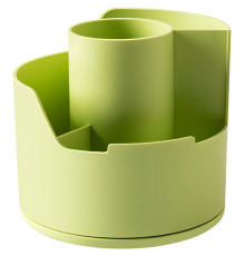 Органайзер DELI 125х125х114 мм, на 4 отделения, вращающийся, зеленый