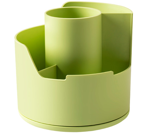 Органайзер DELI 125х125х114 мм, на 4 отделения, вращающийся, зеленый